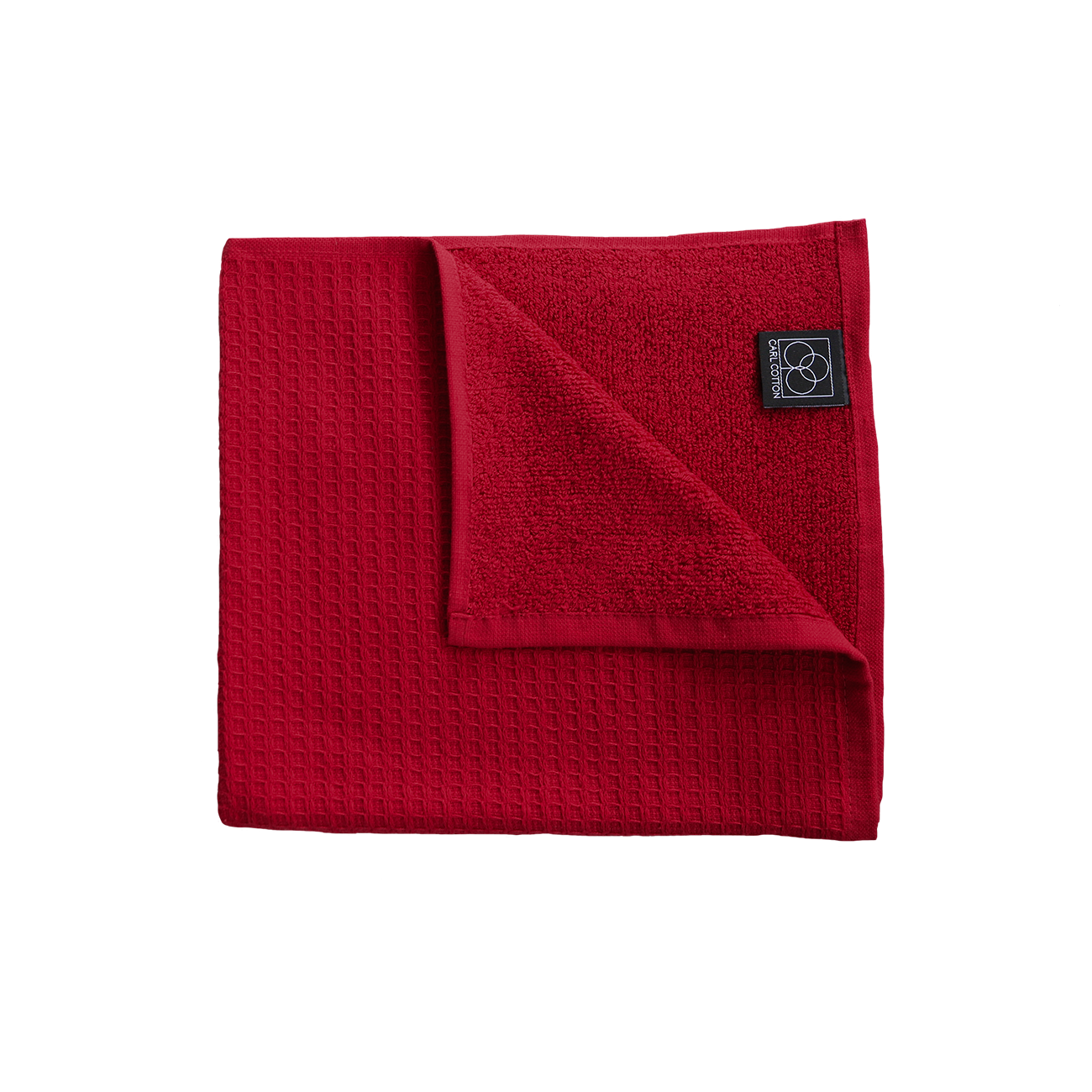 Ein Handtuch von CARL COTTON aus 100 Prozent Baumwolle in der Groesse 50x100cm. Farbe Bordeaux. Modell Waffelpique Kirsche.