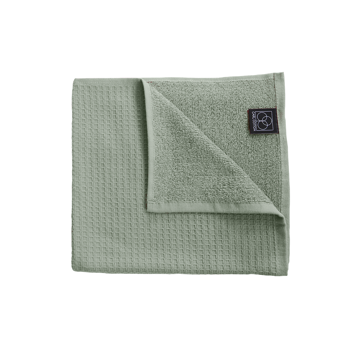 Ein Handtuch von CARL COTTON aus 100 Prozent Baumwolle in der Groesse 50x100cm. Farbe Mint. Modell Waffelpique Schilf.
