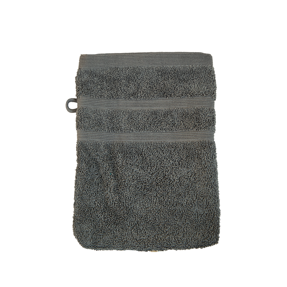 Ein Waschhandschuh von NATURAWALK aus 100 Prozent Bio-Baumwolle in der Groesse 16x21cm. Farbe Grau. Modell Milano Deluxe Anthrazit.