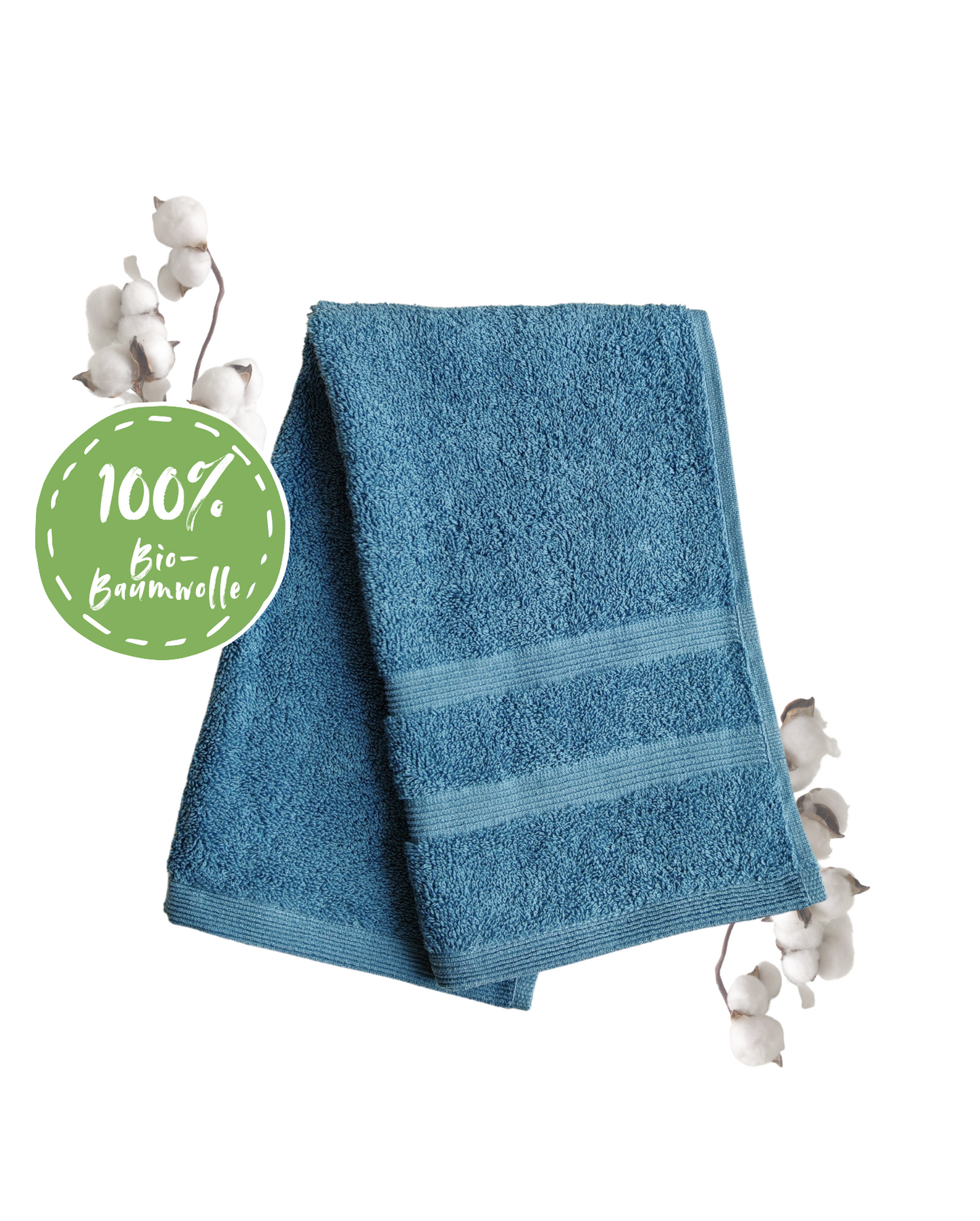 Ein Gaestetuch von NATURAWALK aus 100 Prozent Bio-Baumwolle in der Groesse 30x50cm. Farbe Blau. Modell Milano Deluxe Blue Heaven.