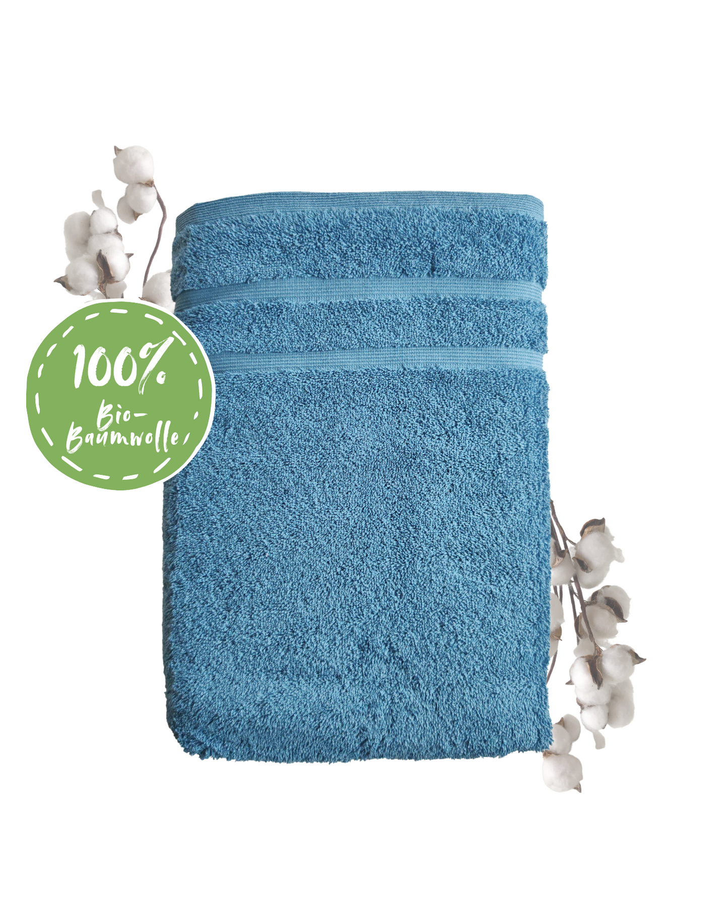 Ein Handtuch von NATURAWALK aus 100 Prozent Bio-Baumwolle in der Groesse 50x100cm. Farbe Blau. Modell Milano Deluxe Blue Heaven.