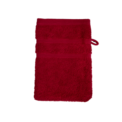 Ein Waschhandschuh von NATURAWALK aus 100 Prozent Bio-Baumwolle in der Groesse 16x21cm. Farbe Bordeaux. Modell Milano Deluxe Bordeaux.