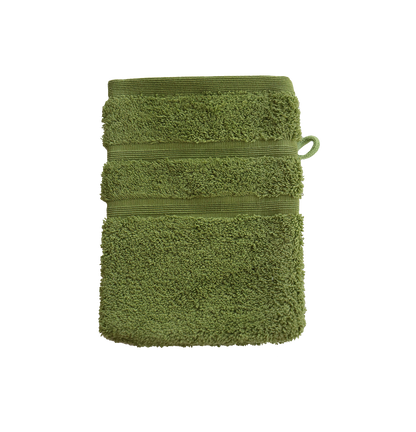 Ein Waschhandschuh von NATURAWALK aus 100 Prozent Bio-Baumwolle in der Groesse 16x21cm. Farbe Gruen. Modell Milano Deluxe Iguana.