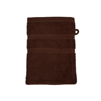 Ein Waschhandschuh von NATURAWALK aus 100 Prozent Bio-Baumwolle in der Groesse 16x21cm. Farbe Braun. Modell Milano Deluxe Oxford.