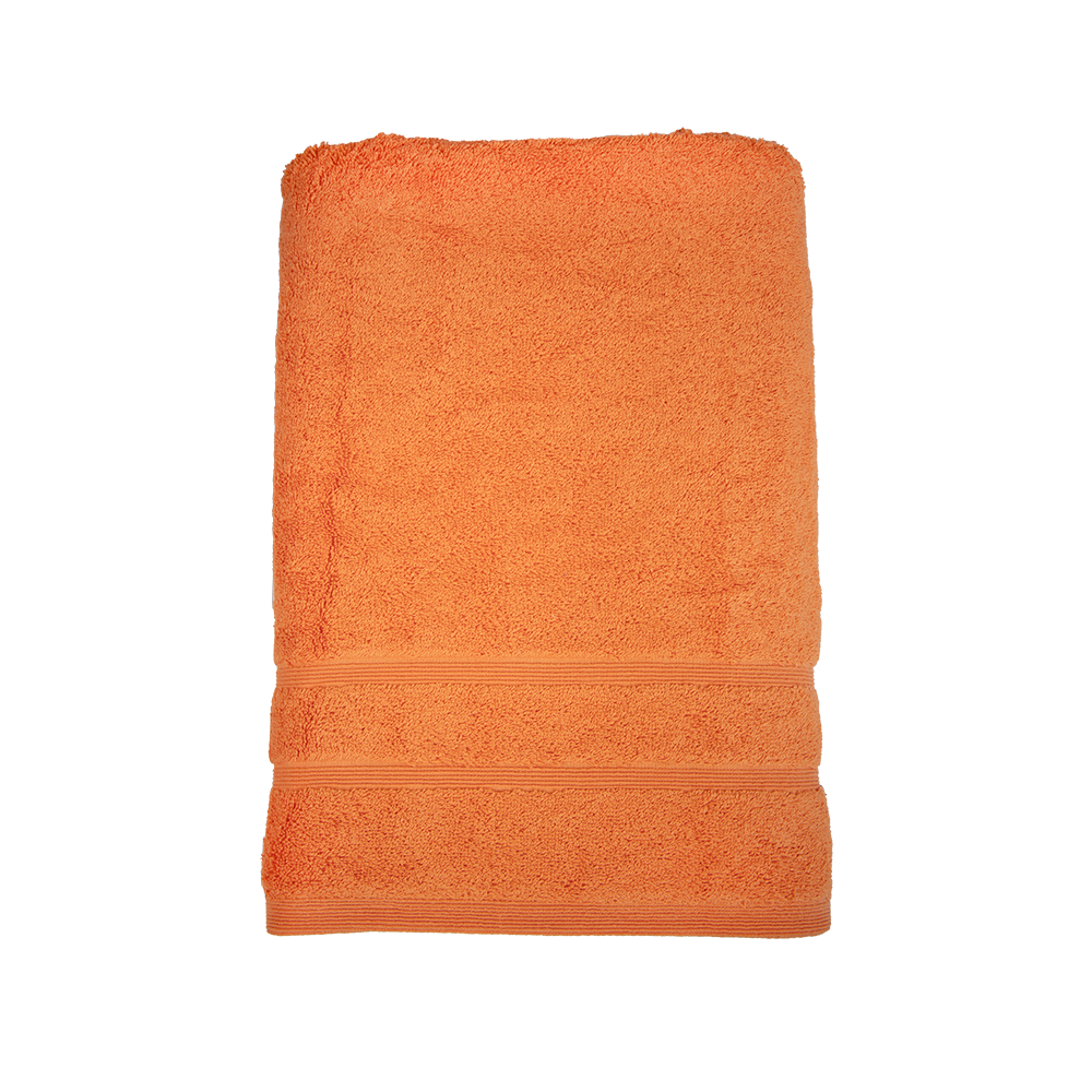 Duschtuch in der Groesse 70x140cm und Badetuch in der Groesse 100x150cm von NATURAWALK aus 100 Prozent Bio-Baumwolle. Farbe Orange. Modell Milano Deluxe Oxford.