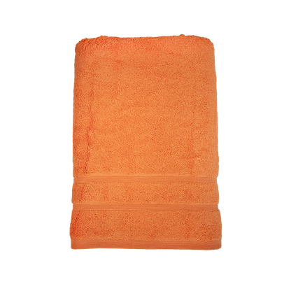 Duschtuch in der Groesse 70x140cm und Badetuch in der Groesse 100x150cm von NATURAWALK aus 100 Prozent Bio-Baumwolle. Farbe Orange. Modell Milano Deluxe Oxford.