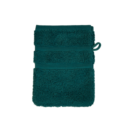 Ein Waschhandschuh von NATURAWALK aus 100 Prozent Bio-Baumwolle in der Groesse 16x21cm. Farbe Petrol. Modell Milano Deluxe Petrol.