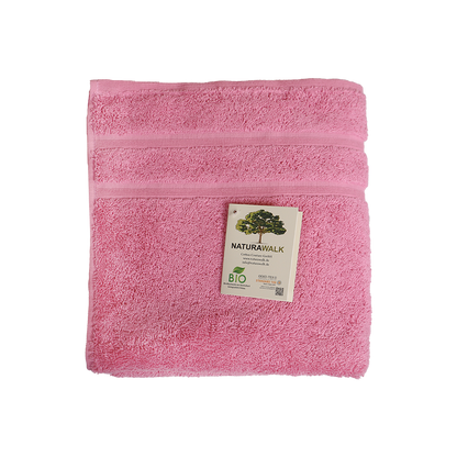 Ein Handtuch von NATURAWALK aus 100 Prozent Bio-Baumwolle in der Groesse 50x100cm. Farbe Rosa. Modell Milano Deluxe Pink.