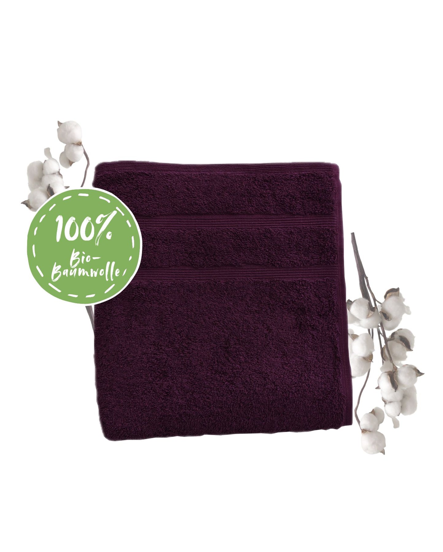 Ein Handtuch von NATURAWALK aus 100 Prozent Bio-Baumwolle in der Groesse 50x100cm. Farbe Lila. Modell Milano Deluxe Plum.