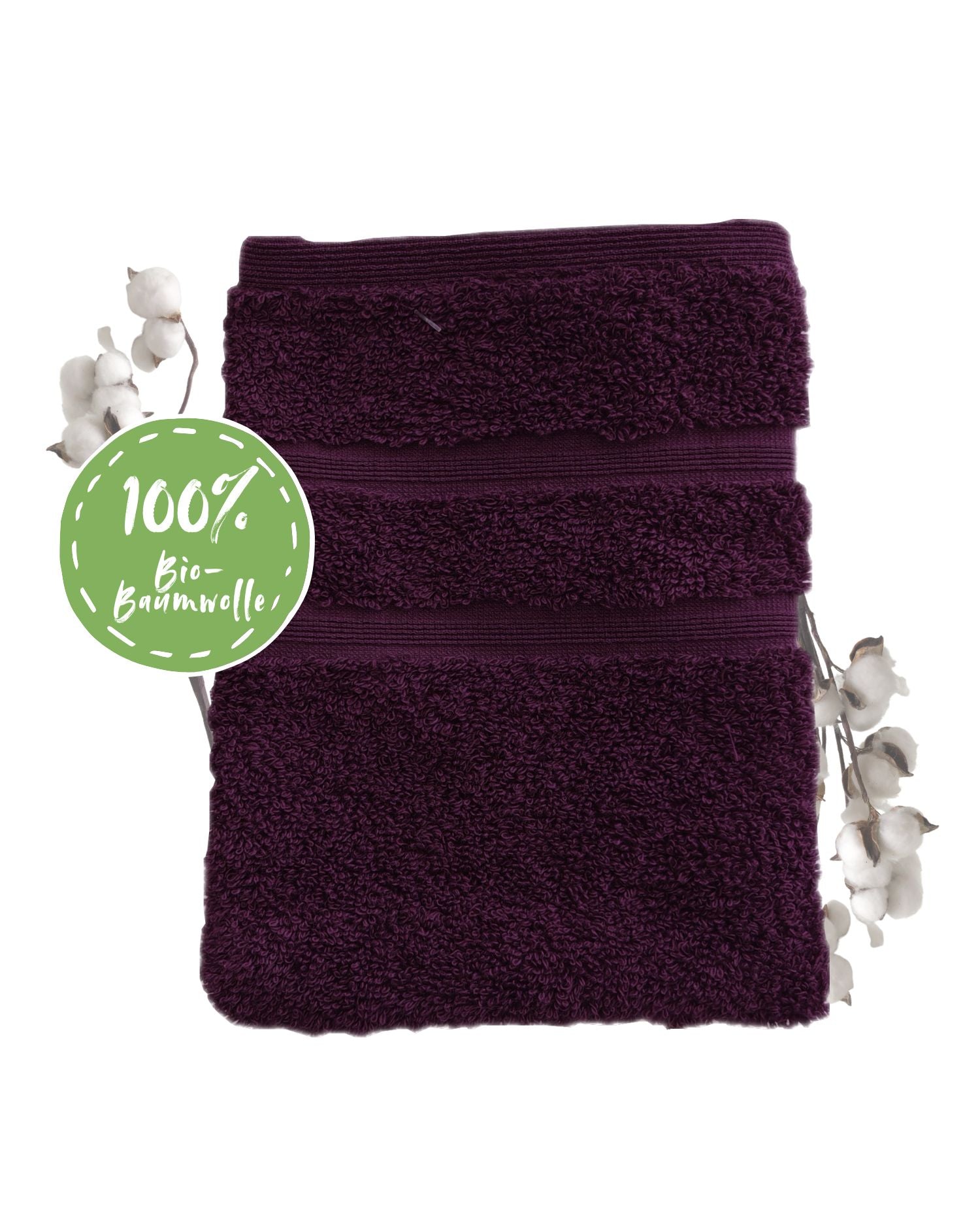 Ein Waschhandschuh von NATURAWALK aus 100 Prozent Bio-Baumwolle in der Groesse 16x21cm. Farbe Lila. Modell Milano Deluxe Plum.