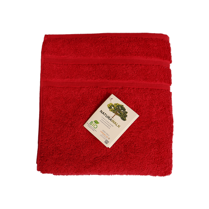 Ein Handtuch von NATURAWALK aus 100 Prozent Bio-Baumwolle in der Groesse 50x100cm. Farbe Rot. Modell Milano Deluxe Red.