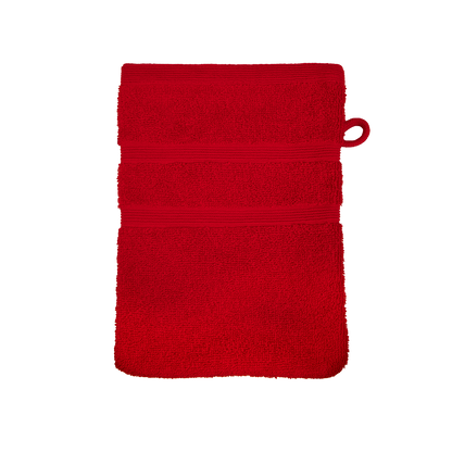 Ein Waschhandschuh von NATURAWALK aus 100 Prozent Bio-Baumwolle in der Groesse 16x21cm. Farbe Rot. Modell Milano Deluxe Red.