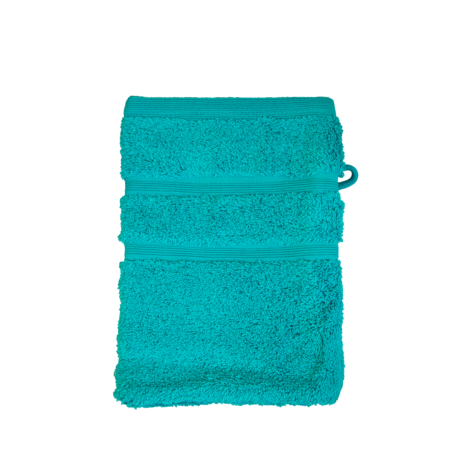 Ein Waschhandschuh von NATURAWALK aus 100 Prozent Bio-Baumwolle in der Groesse 16x21cm. Farbe Tuerkis. Modell Milano Deluxe Sea.