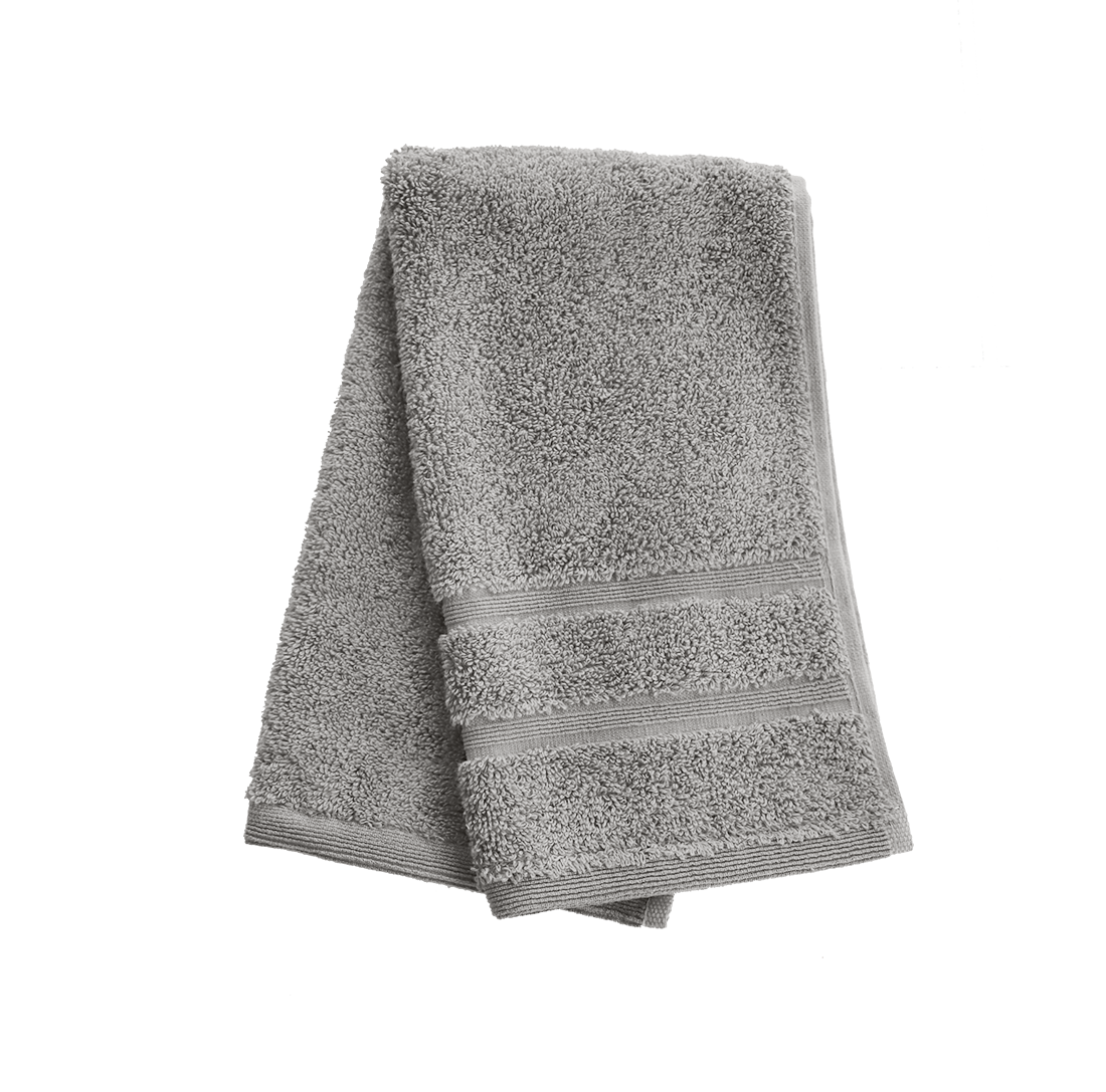 Ein Gaestetuch von NATURAWALK aus 100 Prozent Bio-Baumwolle in der Groesse 30x50cm. Farbe Silber. Modell Milano Deluxe Silber.