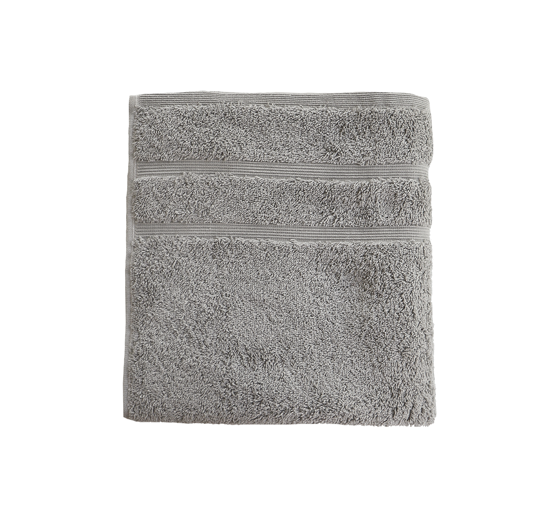 Ein Handtuch von NATURAWALK aus 100 Prozent Bio-Baumwolle in der Groesse 50x100cm. Farbe Silber. Modell Milano Deluxe Silber.