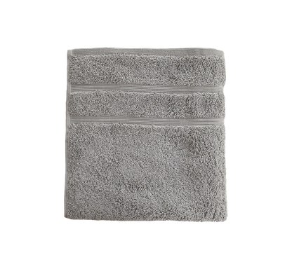 Ein Handtuch von NATURAWALK aus 100 Prozent Bio-Baumwolle in der Groesse 50x100cm. Farbe Silber. Modell Milano Deluxe Silber.