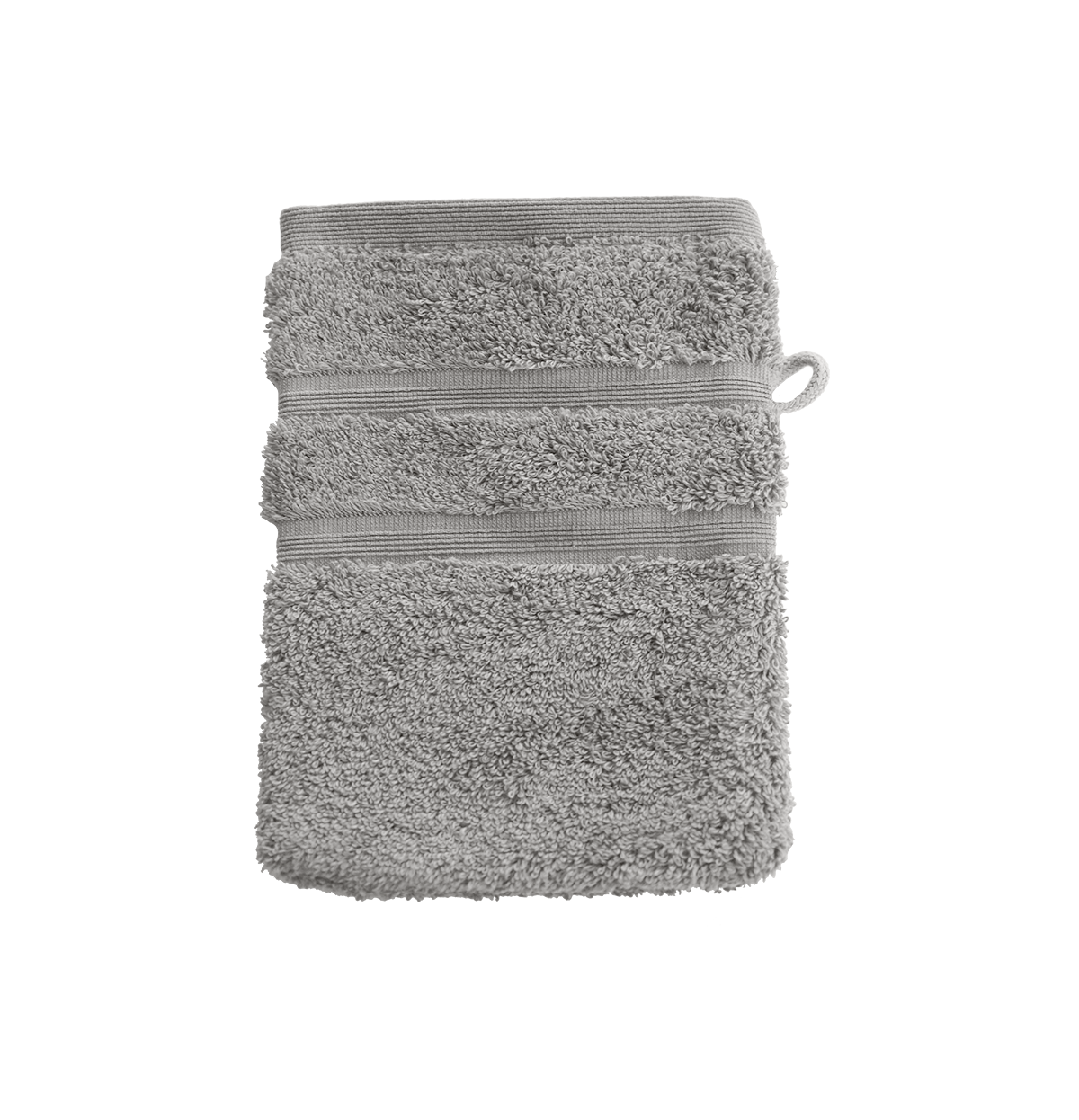 Ein Waschhandschuh von NATURAWALK aus 100 Prozent Bio-Baumwolle in der Groesse 16x21cm. Farbe Silber. Modell Milano Deluxe Silber.