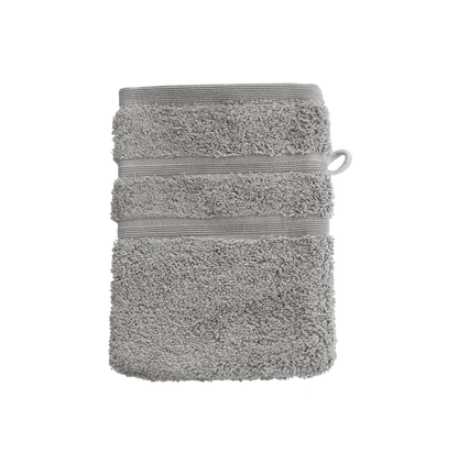 Ein Waschhandschuh von NATURAWALK aus 100 Prozent Bio-Baumwolle in der Groesse 16x21cm. Farbe Silber. Modell Milano Deluxe Silber.