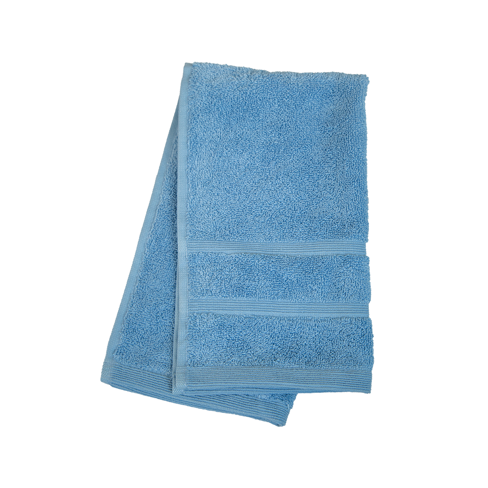 Ein Gaestetuch von NATURAWALK aus 100 Prozent Bio-Baumwolle in der Groesse 30x50cm. Farbe Blau. Modell Milano Deluxe Sky.