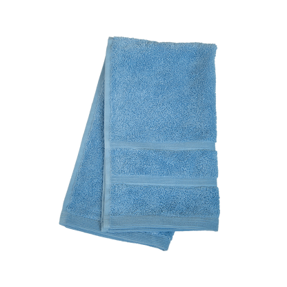 Ein Gaestetuch von NATURAWALK aus 100 Prozent Bio-Baumwolle in der Groesse 30x50cm. Farbe Blau. Modell Milano Deluxe Sky.
