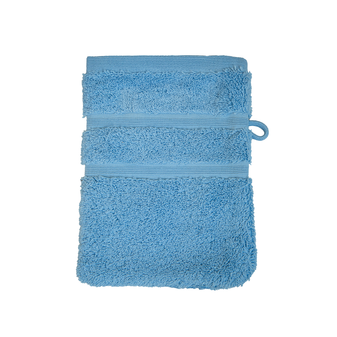 Ein Waschhandschuh von NATURAWALK aus 100 Prozent Bio-Baumwolle in der Groesse 16x21cm. Farbe Blau. Modell Milano Deluxe Sky.