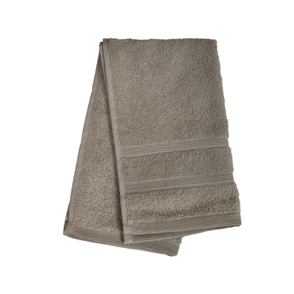 Ein Gaestetuch von NATURAWALK aus 100 Prozent Bio-Baumwolle in der Groesse 30x50cm. Farbe Taupe. Modell Milano Deluxe Tan.