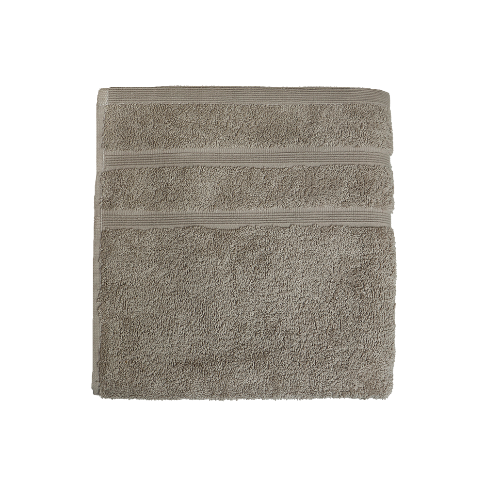 Ein Handtuch von NATURAWALK aus 100 Prozent Bio-Baumwolle in der Groesse 50x100cm. Farbe Taupe. Modell Milano Deluxe Tan.