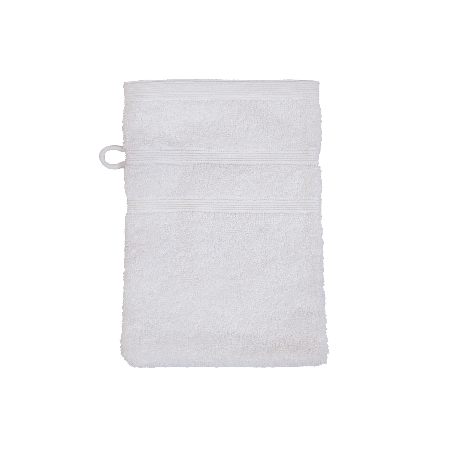 Ein Waschhandschuh von NATURAWALK aus 100 Prozent Bio-Baumwolle in der Groesse 16x21cm. Farbe Weiss. Modell Milano Deluxe White.