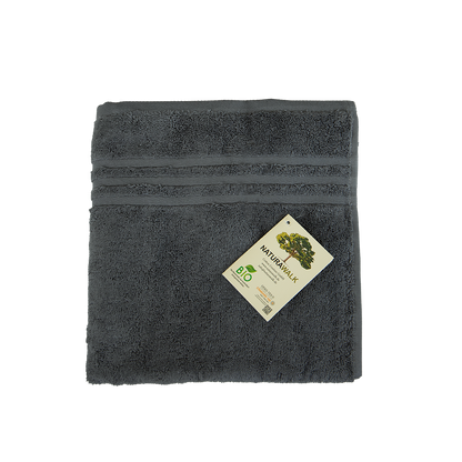 Ein Handtuch von NATURAWALK aus 100 Prozent Bio-Baumwolle in der Groesse 50x100cm. Farbe Grau. Modell Milano Exclusiv Anthrazit.