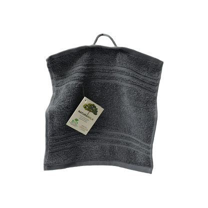 Ein Seiftuch von NATURAWALK aus 100 Prozent Bio-Baumwolle in der Groesse 30x30cm. Farbe Grau. Modell Milano Exclusiv Anthrazit.