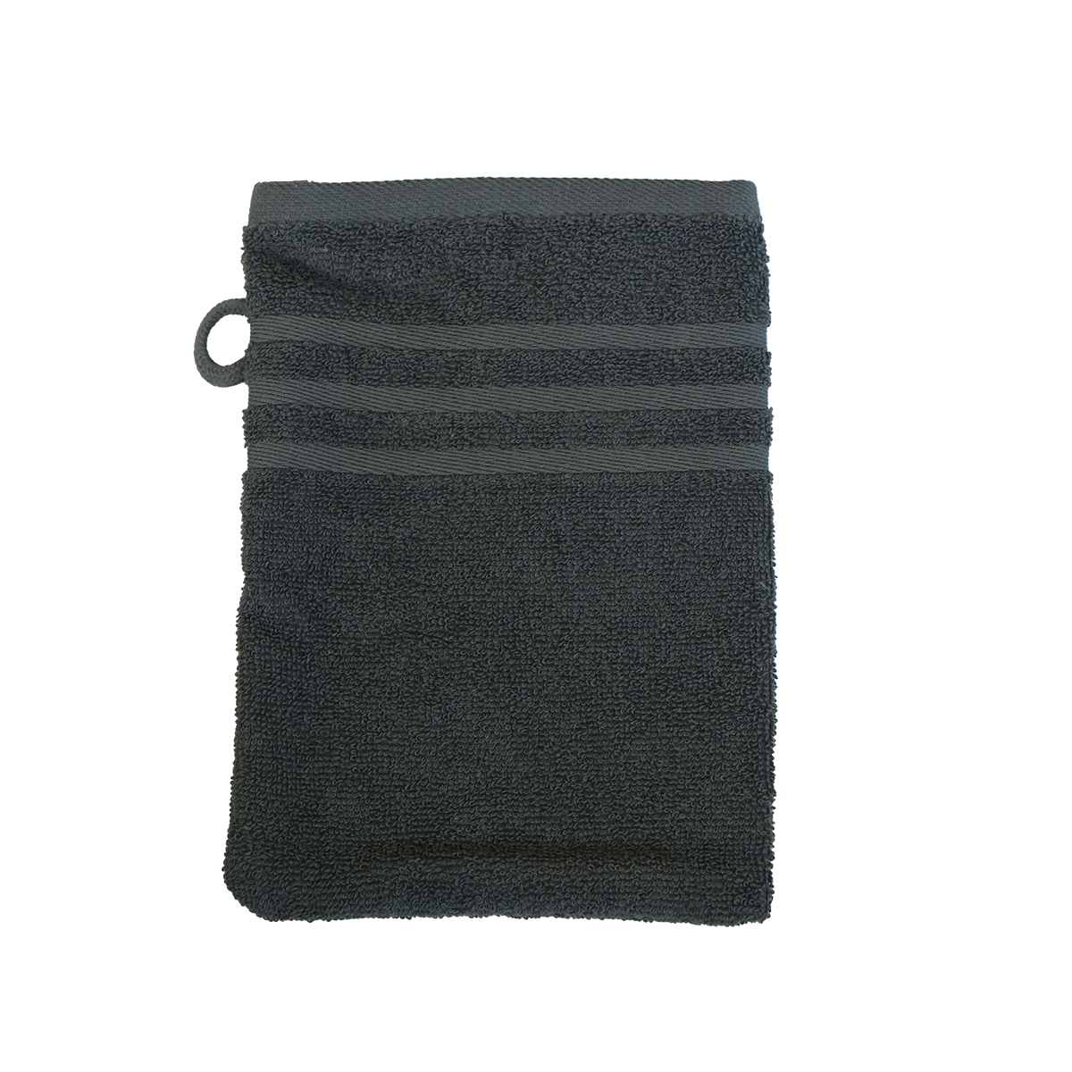 Ein Waschhandschuh von NATURAWALK aus 100 Prozent Bio-Baumwolle in der Groesse 16x21cm. Farbe Grau. Modell Milano Exclusiv Anthrazit.