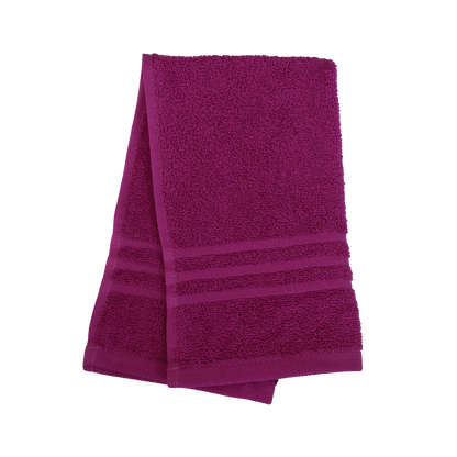 Ein Gaestetuch von NATURAWALK aus 100 Prozent Bio-Baumwolle in der Groesse 30x50cm. Farbe Lila. Modell Milano Exclusiv Beere.