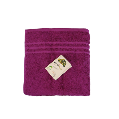 Ein Handtuch von NATURAWALK aus 100 Prozent Bio-Baumwolle in der Groesse 50x100cm. Farbe Lila. Modell Milano Exclusiv Beere.