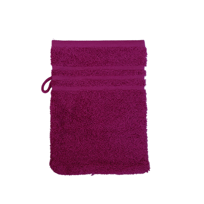 Ein Waschhandschuh von NATURAWALK aus 100 Prozent Bio-Baumwolle in der Groesse 16x21cm. Farbe Lila. Modell Milano Exclusiv Beere.