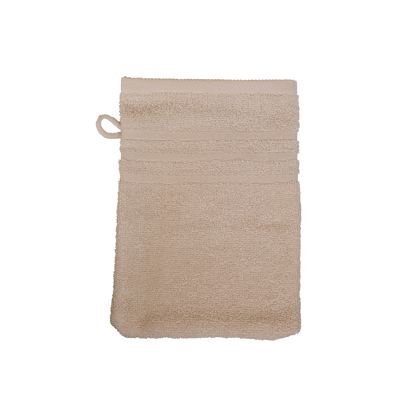 Ein Waschhandschuh von NATURAWALK aus 100 Prozent Bio-Baumwolle in der Groesse 16x21cm. Farbe Beige. Modell Milano Exclusiv Beige.