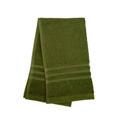 Ein Gaestetuch von NATURAWALK aus 100 Prozent Bio-Baumwolle in der Groesse 30x50cm. Farbe Gruen. Modell Milano Exclusiv Cypress.