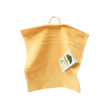 Ein Seiftuch von NATURAWALK aus 100 Prozent Bio-Baumwolle in der Groesse 30x30cm. Farbe Gelb. Modell Milano Exclusiv Gelb.