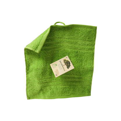 Ein Seiftuch von NATURAWALK aus 100 Prozent Bio-Baumwolle in der Groesse 30x30cm. Farbe Gruen. Modell Milano Exclusiv Gruen.