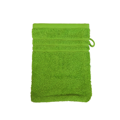 Ein Waschhandschuh von NATURAWALK aus 100 Prozent Bio-Baumwolle in der Groesse 16x21cm. Farbe Gruen. Modell Milano Exclusiv Gruen.