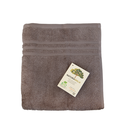 Ein Handtuch von NATURAWALK aus 100 Prozent Bio-Baumwolle in der Groesse 50x100cm. Farbe Taupe. Modell Milano Exclusiv Mauve.