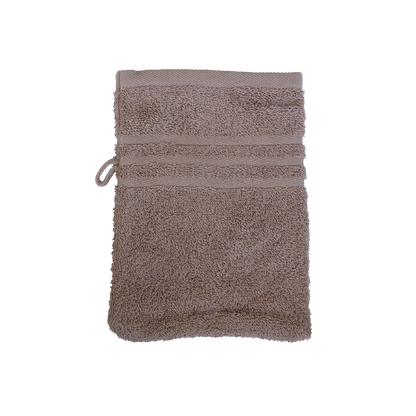 Ein Waschhandschuh von NATURAWALK aus 100 Prozent Bio-Baumwolle in der Groesse 16x21cm. Farbe Taupe. Modell Milano Exclusiv Mauve.