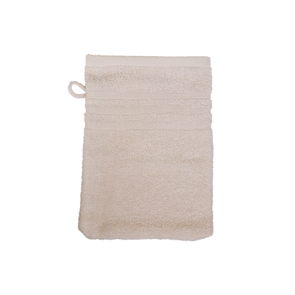 Ein Waschhandschuh von NATURAWALK aus 100 Prozent Bio-Baumwolle in der Groesse 16x21cm. Farbe Beige. Modell Milano Exclusiv Natur.