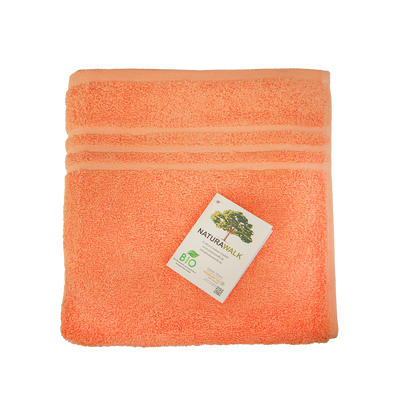 Ein Handtuch von NATURAWALK aus 100 Prozent Bio-Baumwolle in der Groesse 50x100cm. Farbe Orange. Modell Milano Exclusiv Orange.