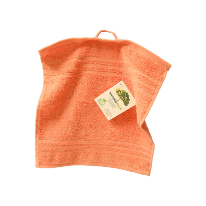 Ein Seiftuch von NATURAWALK aus 100 Prozent Bio-Baumwolle in der Groesse 30x30cm. Farbe Orange. Modell Milano Exclusiv Orange.