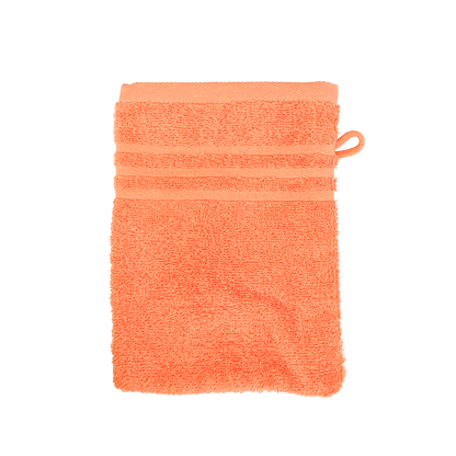 Ein Waschhandschuh von NATURAWALK aus 100 Prozent Bio-Baumwolle in der Groesse 16x21cm. Farbe Orange. Modell Milano Exclusiv Orange.