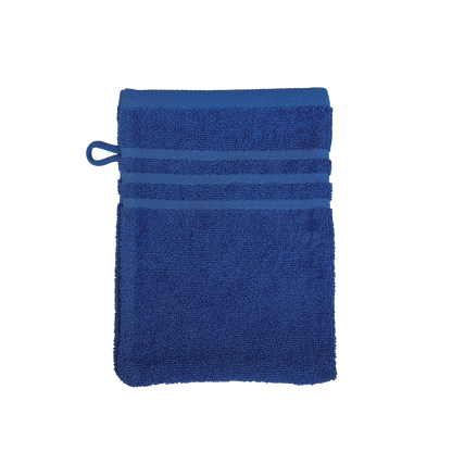 Ein Waschhandschuh von NATURAWALK aus 100 Prozent Bio-Baumwolle in der Groesse 16x21cm. Farbe Blau. Modell Milano Exclusiv Royalblau.