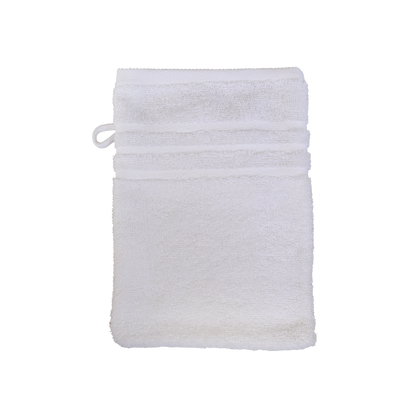 Ein Waschhandschuh von NATURAWALK aus 100 Prozent Bio-Baumwolle in der Groesse 16x21cm. Farbe Weiss. Modell Milano Exclusiv Weiss.