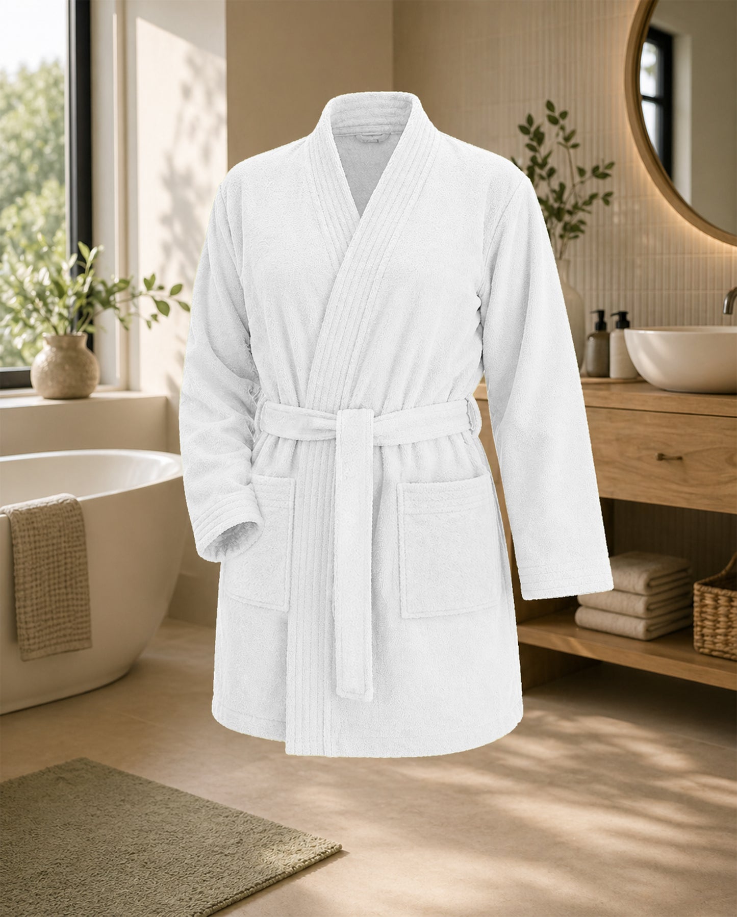 Kimono | kurzer Bademantel ohne Kapuze | LIST | Blanco/Weiß | Woman | 100% Baumwolle