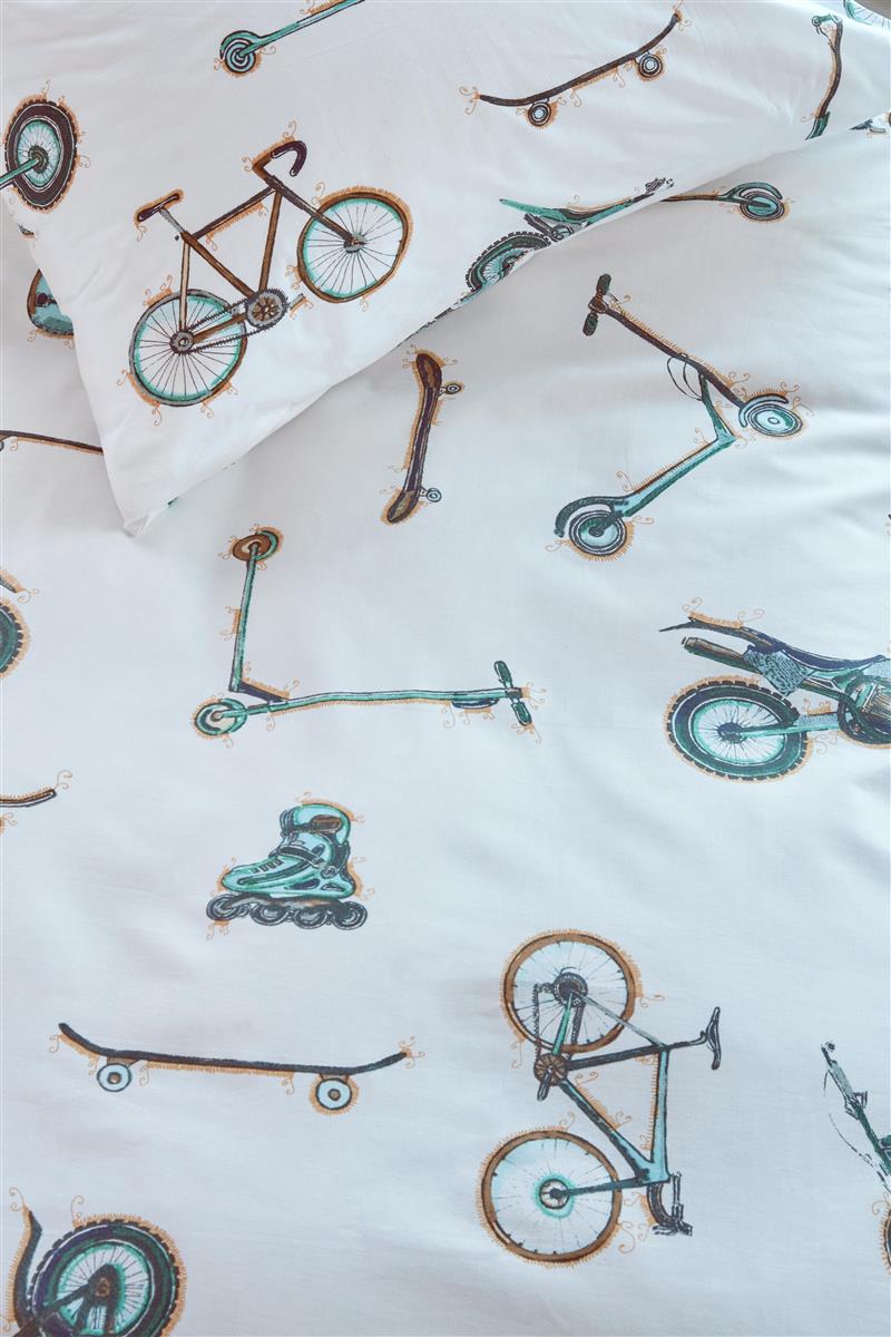 Detaildarstellung der Illustrationen auf der beddinghouse Bettwaesche Modell Wheels.