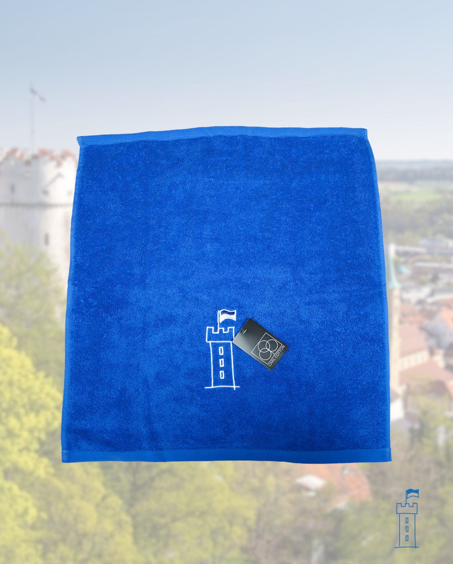 Towel CARL COTTON Waffle Piqué Electric Blue